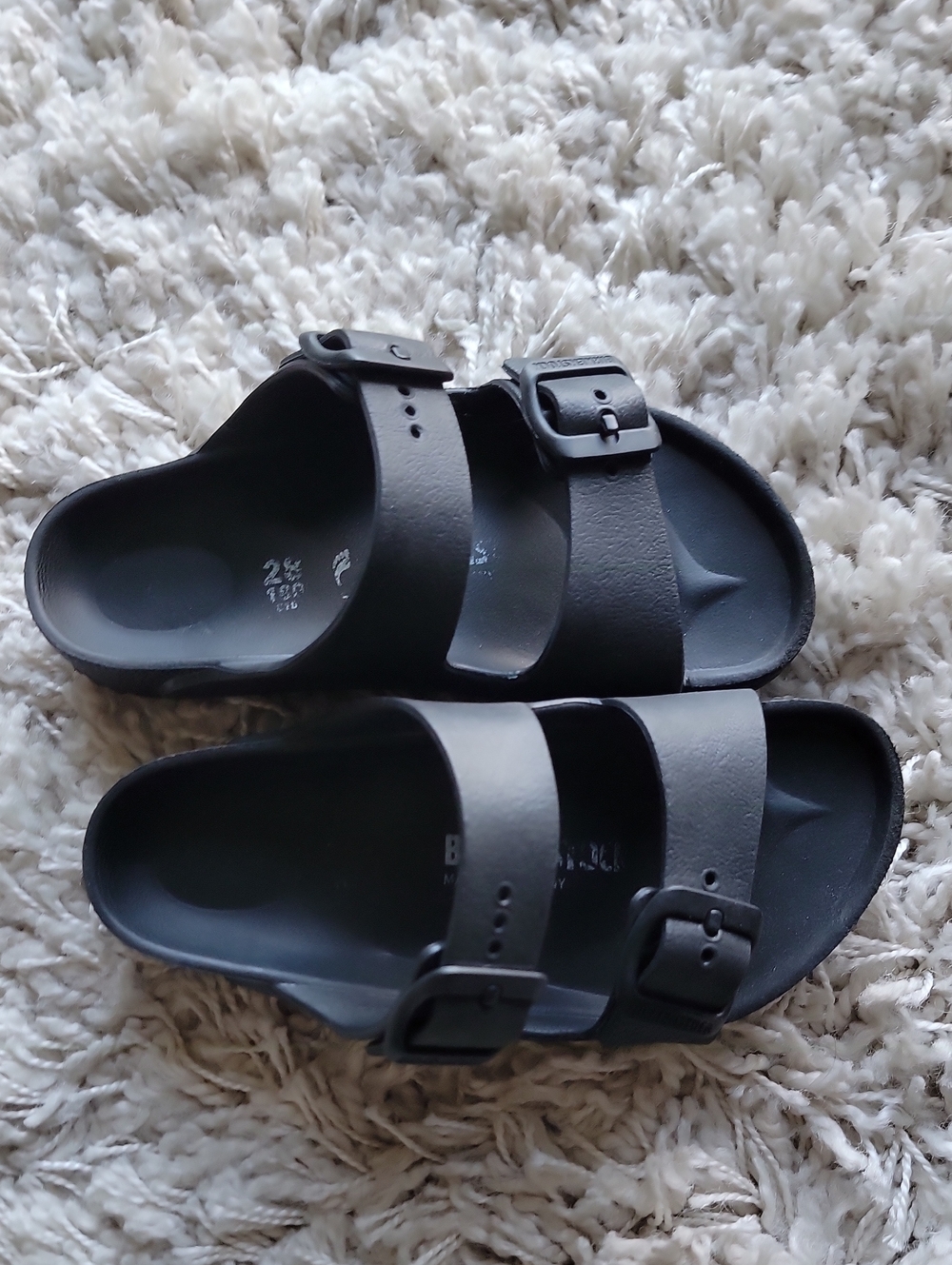 Black Kids Dual-Buckle Birkenstock Slide Sandals
